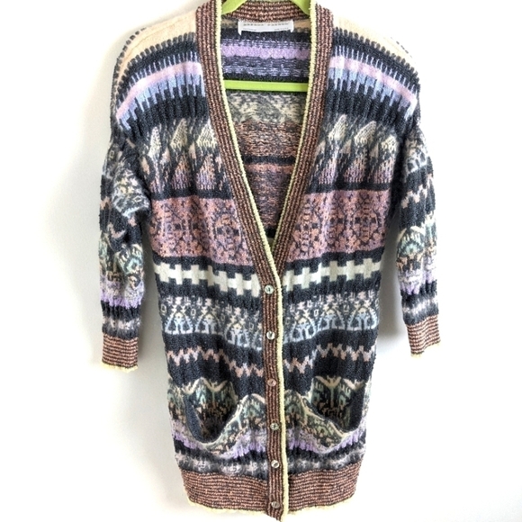 VINTAGE 80s Brenda French Soft Fuzzy Cardigan Sweater S - Picture 1 of 12